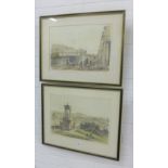 JD Swarbreck, companion pair of Edinburgh prints to include The Royal Institute and Calton Hill,
