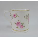 Royal Worcester fine bone china tankard with floral sprays and gilt rims, printed backstamp, 12.