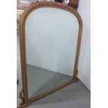 Gilt wood framed overmantle with an arched rectangular plate, 138 x 130cm