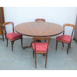 Victorian mahogany tilt top breakfast table on carved pedestal and tripod base with carved paw feet,