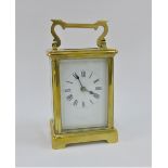 Brass cased carriage clock, 14cm including handle