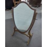 Mahogany shield shaped dressing table mirror, 57 x 42cm