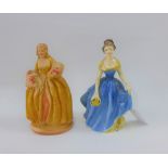 Royal Doulton figure Melanie HN2271 together with an early 20th century plaster figurine (2)
