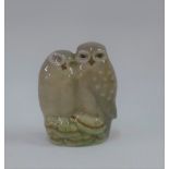 Royal Copenhagen figure group of two owls, with printed backstamp and numbered 1221, 8cm high