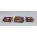 A collection of three Carlton Ware Rouge Royale boxes with covers, largest 13cm (3)