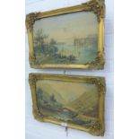 A companion pair of 19th century school bridge and river watercolours, apparently unsigned, in