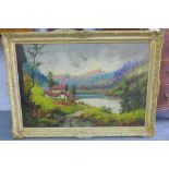 E. Mols 'Austrian Landscape' Oil on canvas, signed, in an ornate giltwood frame, 90 x 60cm