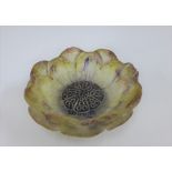 Gabriel Argy-Rousseau pate-de-verre opaque glass flowerhead dish, (chip to one petal) signed in