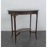 Early 20th century oval side table on tapering legs with conforming undertier, 70 x 78cm