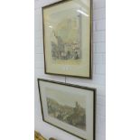 JD Swarbreck, a companion pair of Edinburgh prints to include Edinburgh Castle and North Bridge,