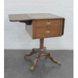 A mahogany table, the rectangular table with drop flaps, two frieze drawers and two dummy drawers,