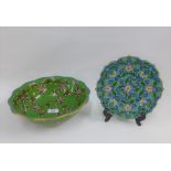 Cloisonne bowl and plate, largest 27cm diameter (2)