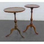 Two mahogany pedestal wine tables on tripod supports, tallest 55 x 31cm