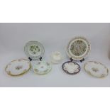 Mixed floral patterned porcelain cabinet plates together with a Spode Lindisfarne plate, etc (12)