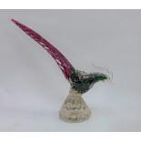 Murano style coloured glass bird, 25cm high
