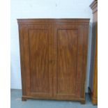 Mahogany two door wardrobe with a fitted interior, 186 x 148 x 56cm