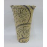 Contemporary transfer printed terracotta vase, 34cm high