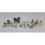 A quantity of Wade Whimsies, Beswick pony and a glass swan etc (18)