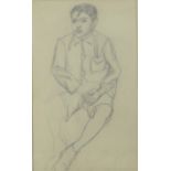 Early 20th Century School pencil sketch of a boy, apparently unsigned, in glazed frame, 14 x 23cm