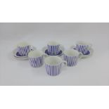 Rorstrand 'Kadett' patterned blue and white coffee set, six place setting (12)