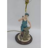 Capodimonte table lamp base - The Blacksmith, on circular wooden base, height excluding fitting 41cm