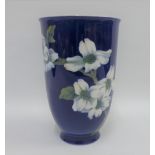 Royal Copenhagen floral patterned blue glazed vase, printed backstamps and numbered 2830 / 3549,