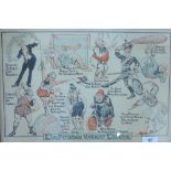 Early 20th century coloured print for Punch's Almanack 1917 - The Potsdam Variety Troupe, in a