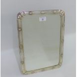 Victorian silver framed mirror with ornate pierced easel strut back, London 1853, 39 x 28cm