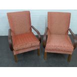 Pair of vintage Parker Knoll upholstered open armchairs, 88 x 65cm (2)