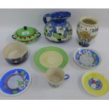 Quantity of Scottish handpainted pottery to include Bough bowl and cover, Mak Merry cup, saucers