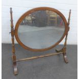 Mahogany swing dressing table mirror, 60 x 61cm