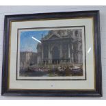 Gondolas by the Salute, Venice, Edward Seago, Frost & Reed coloured print, framed under glass, 75