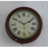 Ansonia Clock Company mahogany framed wall clock with circular enamel dial with Roman numerals
