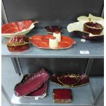 Collection of Carlton Ware Rouge Royale and leaf moulded dishes, etc contained over two shelves (