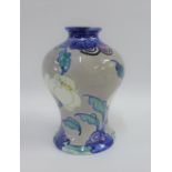 Bough Scottish pottery baluster vase handpainted by Elizabeth Amour with stylised flowers to a