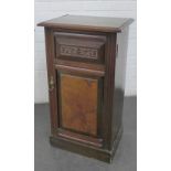 Mahogany and burrwood pot cupboard, 72cm high