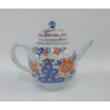 Chinese Imari porcelain teapot and cover, typically painted with flowers and foliage, 14cm high (a/
