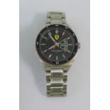 Gent's Scuderia Ferrari wristwatch, with black enamel dial inscribed Gran Premio 5ATM, on a