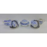 late 19th / early 20th century transfer printed teaset with a chinoiserie pattern comprising six