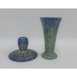 Bretby pottery vase with flared rim and circular footrim together with a matching Bretby