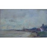 T. Marjoribanks Hay RSW Fisherow Harbour, Oil on board, signed in a gilt frame, 22 x 13.5cm