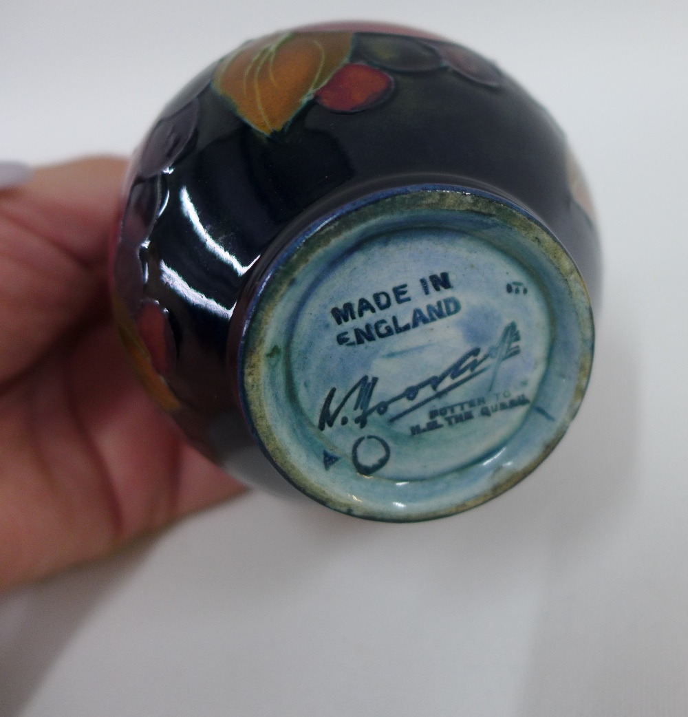 Moorcroft Pomegranate pattern vase with a blue ground, impressed facsimile signature and marks to - Image 3 of 3