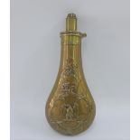 James Marlow & Co copper and brass powder flask with eagle pattern, 20cm long