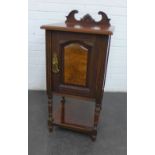 Mahogany and burr wood ledgeback bedside cabinet, 86 x 61 x 36cm