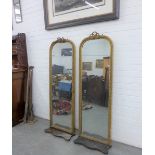 A pair of giltwood rope twist pattern pier mirrors with rectangular plates and mahogany serpentine