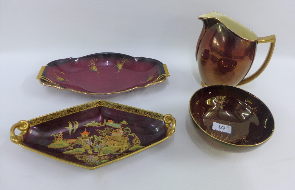 Collection of Carlton Ware Rouge Royale to include jug, bowl and serving dishes (4)