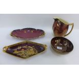 Collection of Carlton Ware Rouge Royale to include jug, bowl and serving dishes (4)