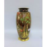 Carlton Ware Weeping Willow pattern Rouge Royale baluster vase with printed backstamps, 32cm high