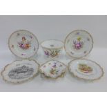 Collection of Dresden and Continental porcelain to include floral patterned bowl, cabinet plates and