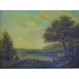 Attributed to Jane Naysmyth, Landscape with figures, Oil on canvas board, framed, 25 x 18cm
